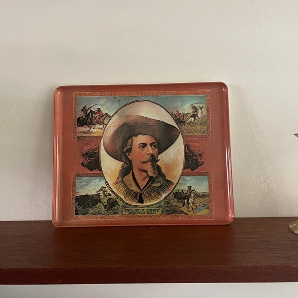 Tray Col. W.F. Cody. / Buffalo Bill, Western hat, cowboy hat Saloon accessory -- Bar inventory by Mebel Italy