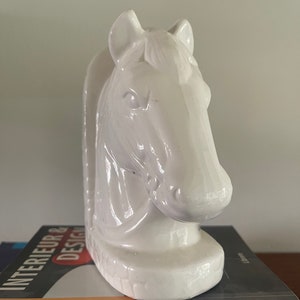 Horse, horse head vintage midcentury bookend, white ceramic. Stallion, mare, pony image image 5