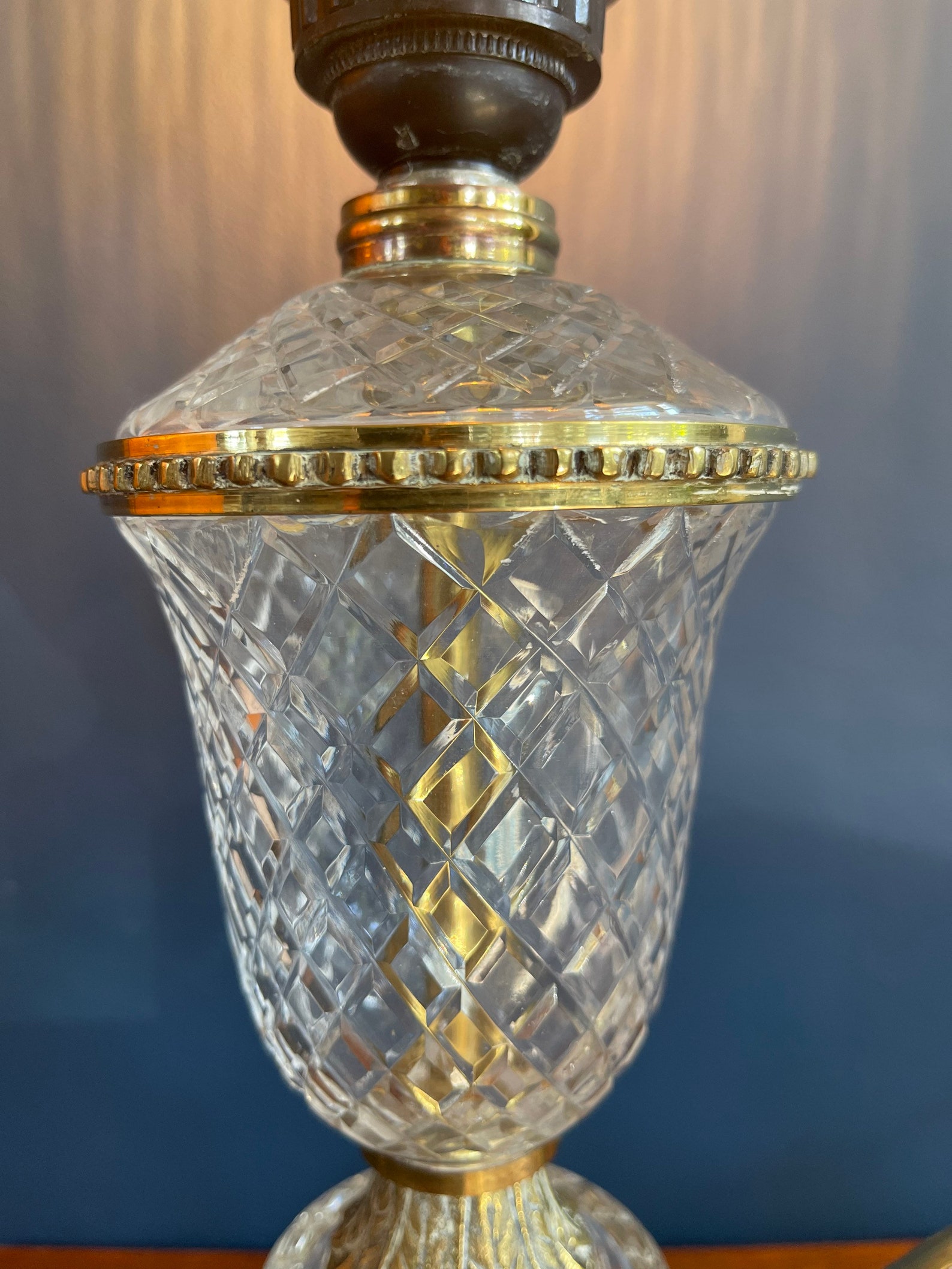 Vintage Crystal With Brass Table Lamp Hollywood Regency - Etsy