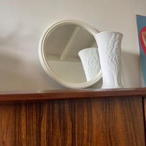 Space Age mirror, white plastic mid-century makeup mirror from the 1960s and 1970s. Brand: &quot;Tiger&quot;