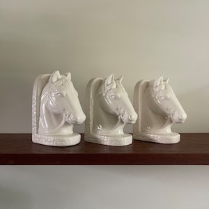 Horse, horse head vintage midcentury bookend, white ceramic. Stallion, mare, pony image image 1