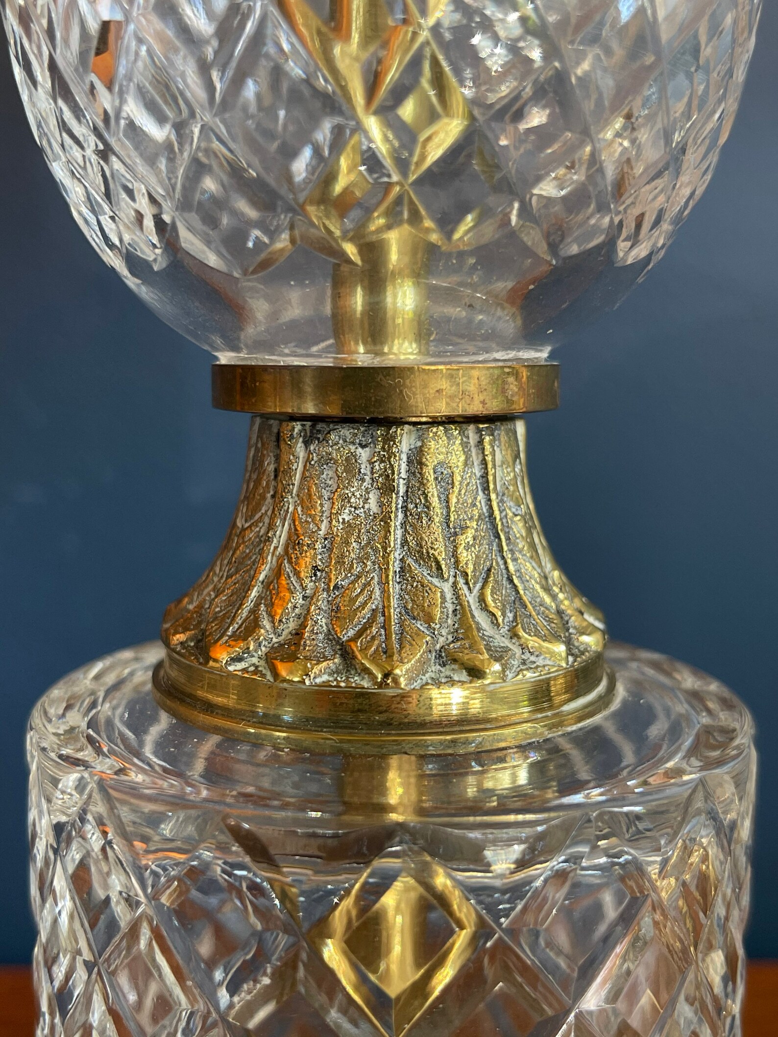 Vintage Crystal With Brass Table Lamp Hollywood Regency - Etsy