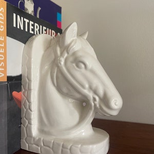 Horse, horse head vintage midcentury bookend, white ceramic. Stallion, mare, pony image image 3