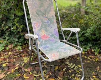 Vintage camping chair / camping chair, folding chair, 80s folding chair / folding chair aluminum picnic, flowers