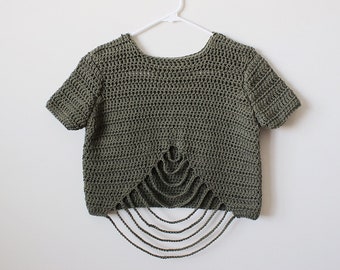 Crop Top Crochet Pattern  | Cropped Tee | Short Sleeve Crop Top | Crop Top Pattern | Bikini Top Crochet Pattern | Crochet Bralette Pattern