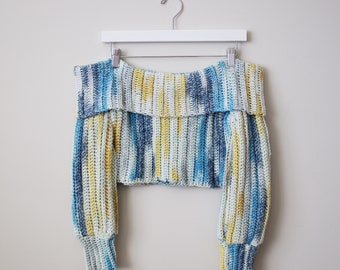 Crochet Pattern Off the Shoulder Sweater | Crochet Sweater Pattern | Chunky Knit Sweater Pattern | Crochet Long Sleeve Sweater Pattern