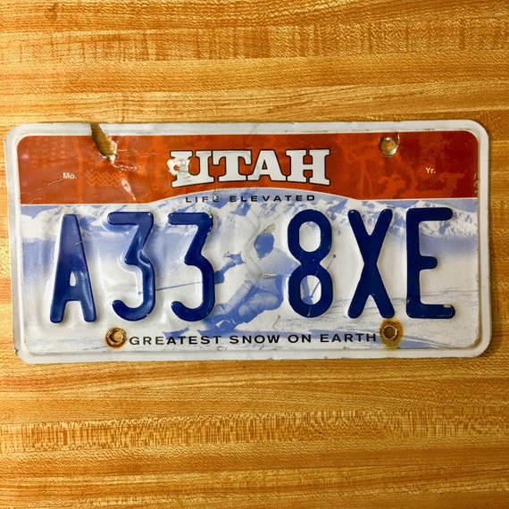 Utah License Plate A33 8xe