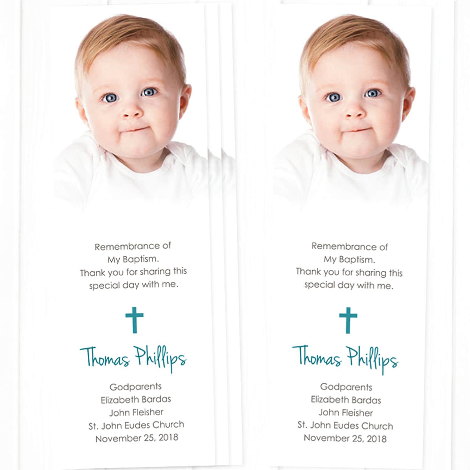 Baptism Remembrance Card, Personalized Baptism Favors, Personalized Christening Keepsake