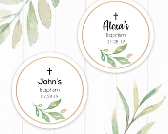 Baptism Favors, Round Favor Tags, Baptism Favor Tags Girl, Baptism Favor Tags Boy, First Communion Favors, Personalized Christening Tags