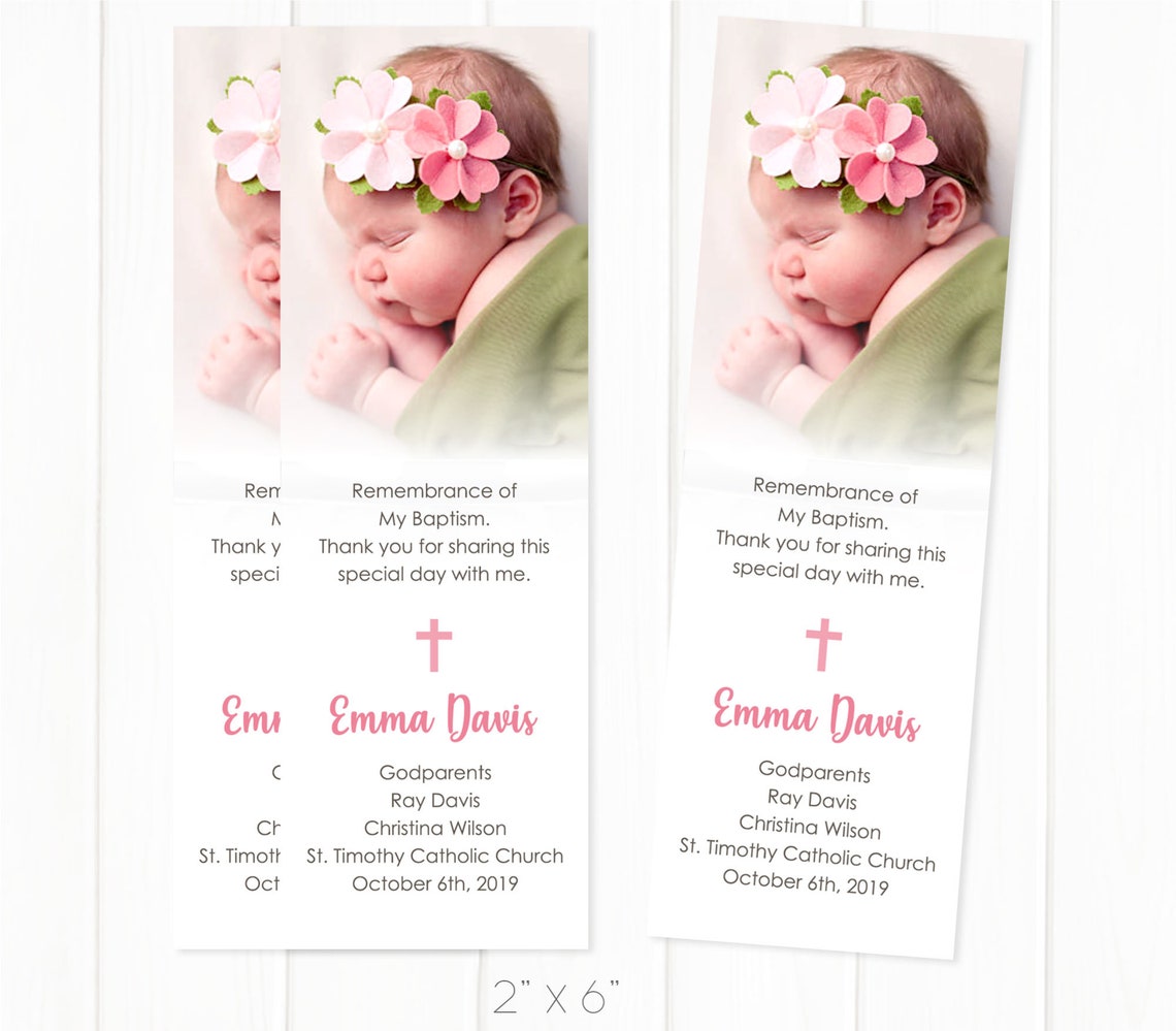 Christening Remembrance Card, Baptism Favors, Personalized Baptism Bookmark, Religious Gift