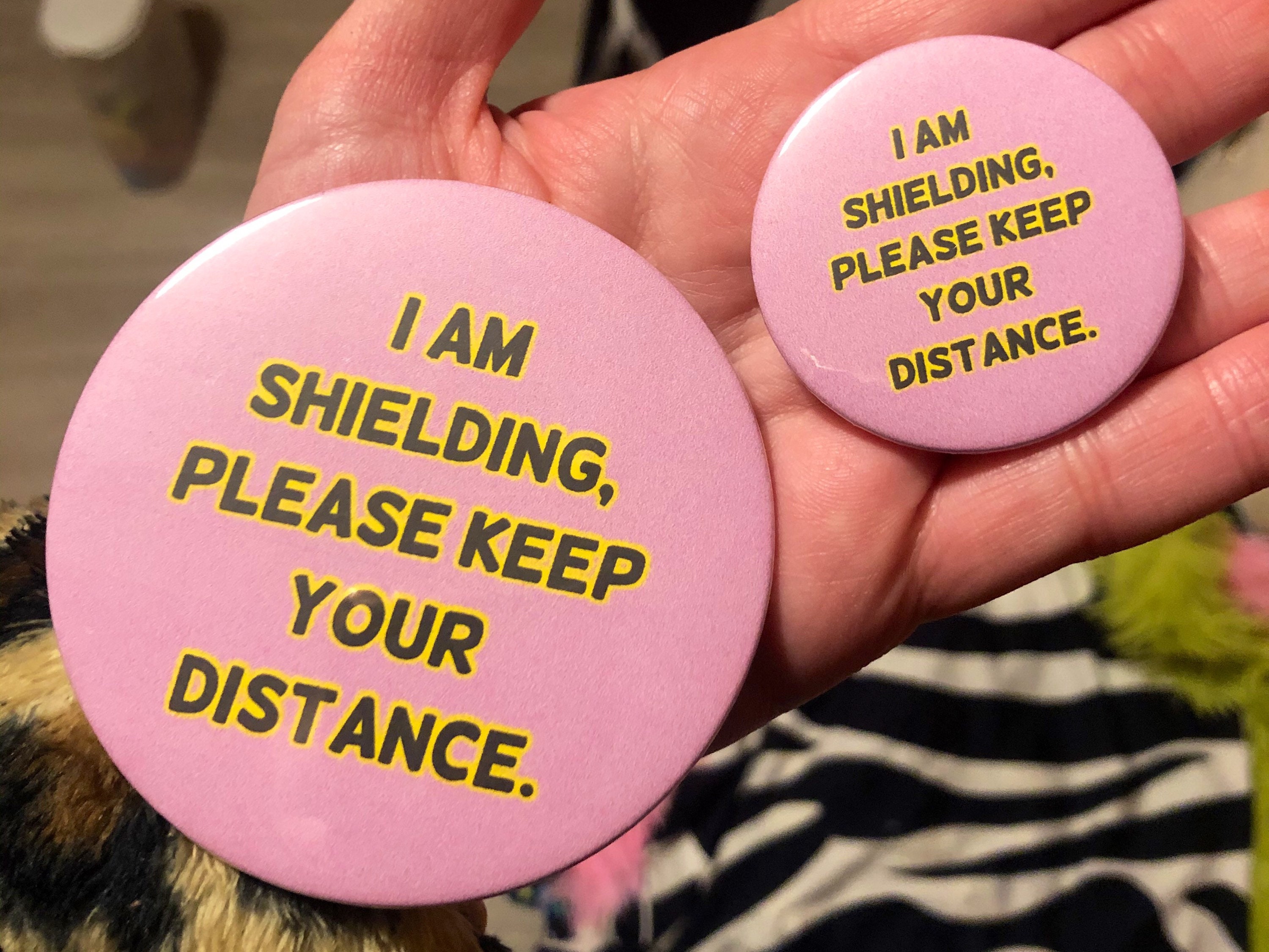 I’m shielding please keep your distance badge