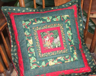 Christmas cushion, X-mas cushion, classic fabrics and colours, with raised seam