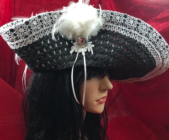 Beautiful Marie Antoinette 18th Century Pirate Wedding Hat  display picture 2