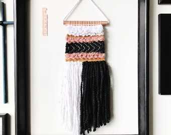 Woven Wall Hanging // White Black Yellow Gold Pink Blush Copper / Wall Hanging / Wall Art / Boho / Home Decor / Nursery