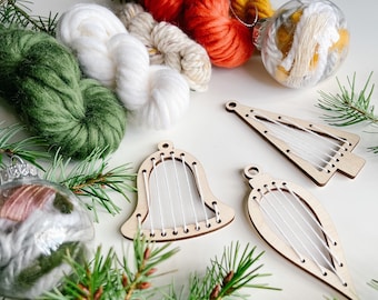 Telares de adornos individuales // Mini telar / Pequeño telar de tejido / Adorno / Bricolaje / Telar de formas / Adorno de Navidad / Decoración de árboles / Vacaciones