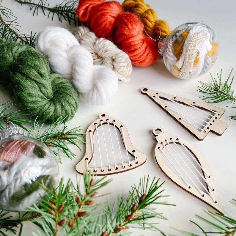 Individual Ornament Looms // Mini Loom / Small Weaving Loom / Ornament / DIY / Shape Loom / Christmas Ornament / Tree Decoration / Holiday image 1