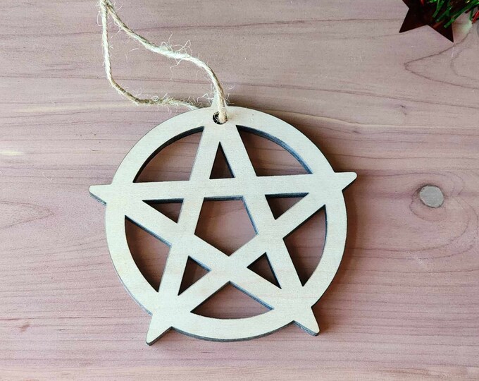 Pentacle Ornament | Witch Pagan Tarot | Maple Wood | Non-Religious | Decor | Hygge | Christmas Tree | Solstice Ritual | Yule Season