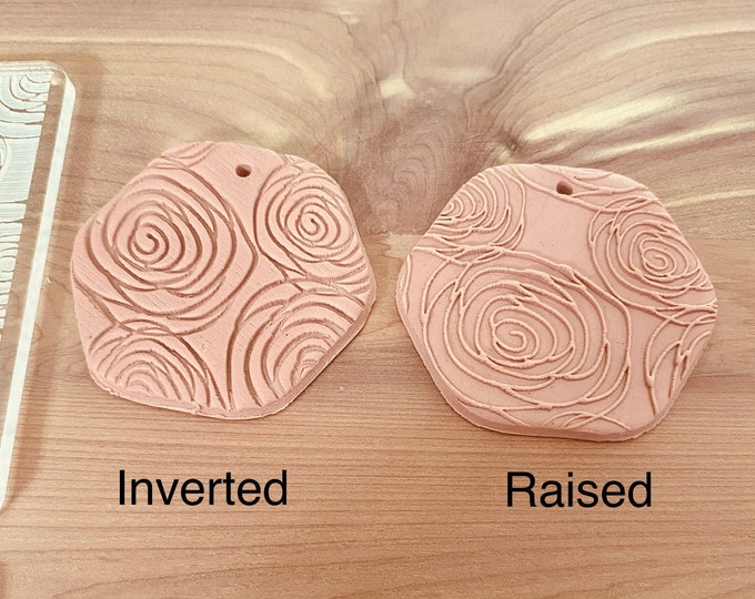 Abstract Rose Acrylic Embossing Stamp | Polymer Clay Texture