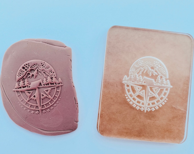 Travel Compass Acrylic Embossing Stamp | Polymer Clay Jewelry
