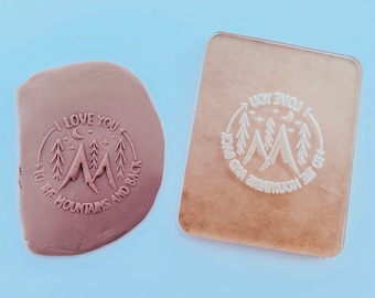 Mountain Love Acrylic Embossing Stamp for Polymer Clay | Jewelry Texture