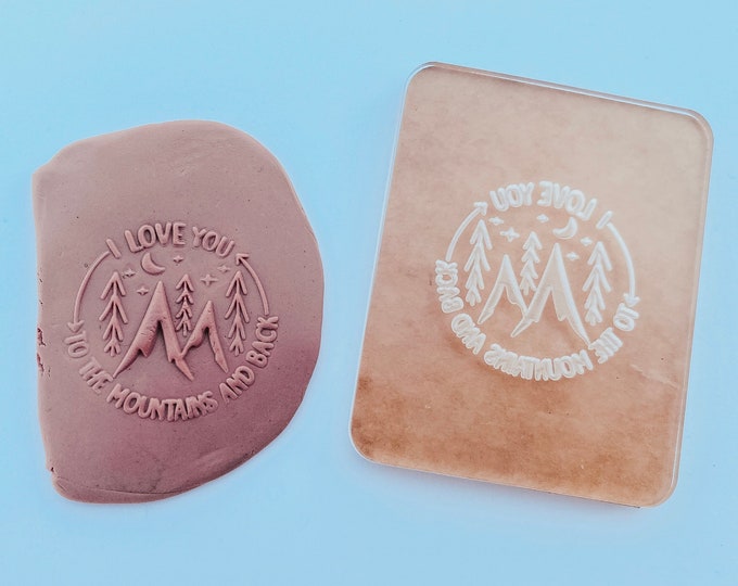Mountain Love Acrylic Embossing Stamp for Polymer Clay | Jewelry Texture