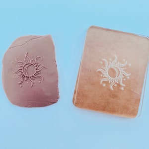 Sun & Moon 1 Embossing Stamp For Polymer Clay | Flower Stamp | Clay Cutter | Jewelry | Texture Mat | Flower Design | Acrylic Stamp |