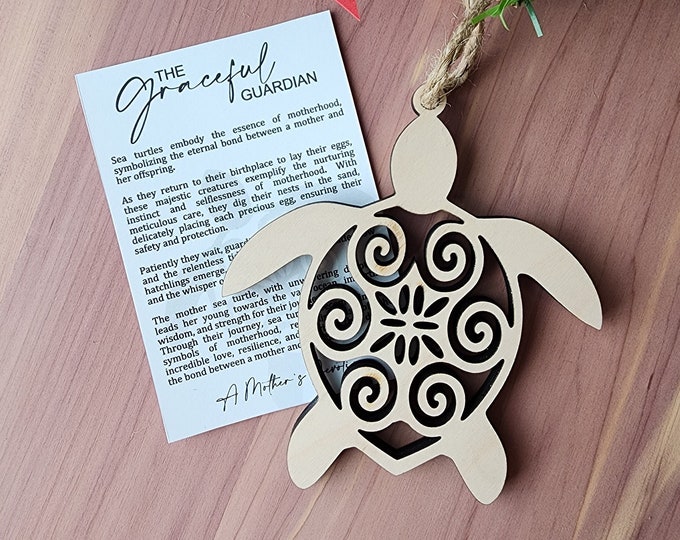 Sea Turtle Ornament | Maple Wood, Gift for Mom
