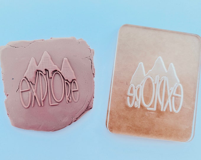 Explore Travel Embossing Stamp for Polymer Clay | Acrylic Texture Mat
