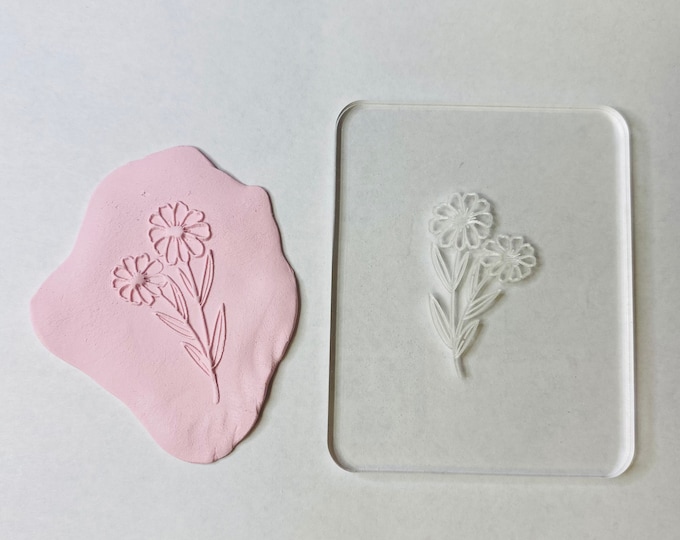 Flower 4 Embossing Stamp For Polymer Clay | Flower Stamp | Clay Cutter | Jewelry | Texture Mat | Flower Designs | Acrylic Stamps | Bake Clay