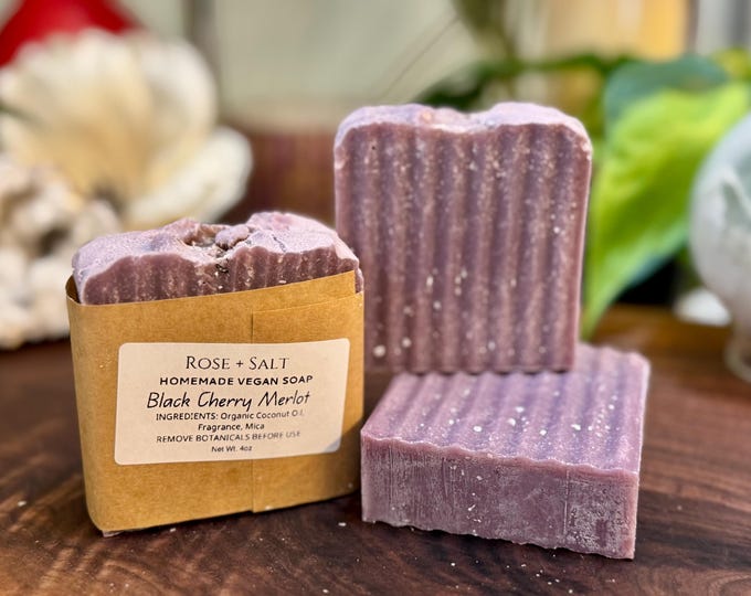 Dark Cherry Merlot Soap | Black Raspberry, Spice & Vanilla | 4.5oz Vegan Coconut Soap Bar