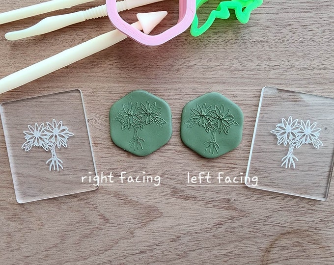 Montana State Flower Bitterroot 2 Embossing Stamp For Polymer Clay | Flower Stamp | Clay Cutter | Texture Mat | Flower Design  Acrylic Stamp
