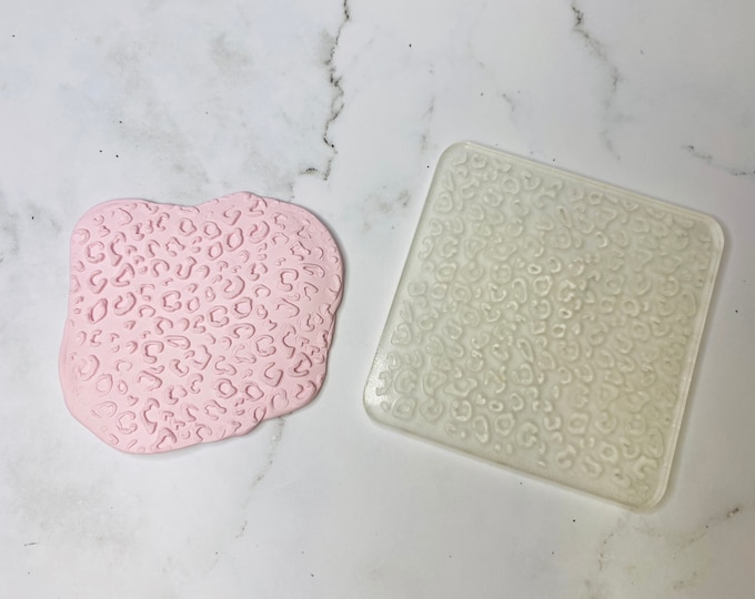 Cheetah Print Embossing Stamp For Polymer Clay | Animal Clay Cutter | Jewelry | Texture Mat | Flower Designs | Acrylic Stamps | Bake Clay
