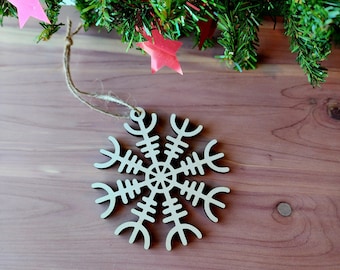 Aegishjalmur Helm Of Awe Ornament | Witch Pagan Tarot | Maple Wood | Non-Religious | Christmas Tree | Solstice Ritual | Yule Season | Viking