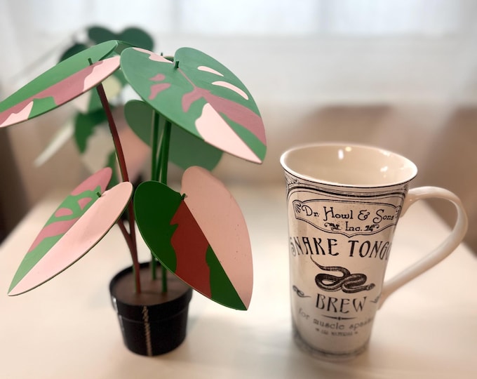 3d Printed Faux Pink Princess Philodendron Plant Coaster Set | Indoor Garden Decor | Plant Lover Gift | Cottagecore | Hygge