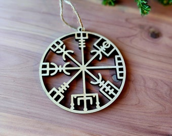 Vegvisir Ornament | Witch Pagan Tarot | Maple Wood | Non-Religious | Decor | Hygge | Christmas Tree | Solstice Ritual | Yule Season | Viking