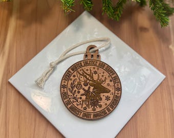Winter Solstice Reindeer Ornament | Witch Pagan Tarot | Maple Wood | Non-Religious | Hygge | Christmas Tree | Solstice Ritual | Yule Season