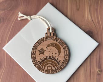 Return Of The Light Yule Ornament | Witch Pagan Tarot | Maple Wood | Non-Religious | Hygge | Christmas Tree | Solstice Ritual | Yule Season