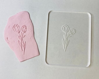 Flower Embossing Stamp for Polymer Clay | Acrylic Texture Mat