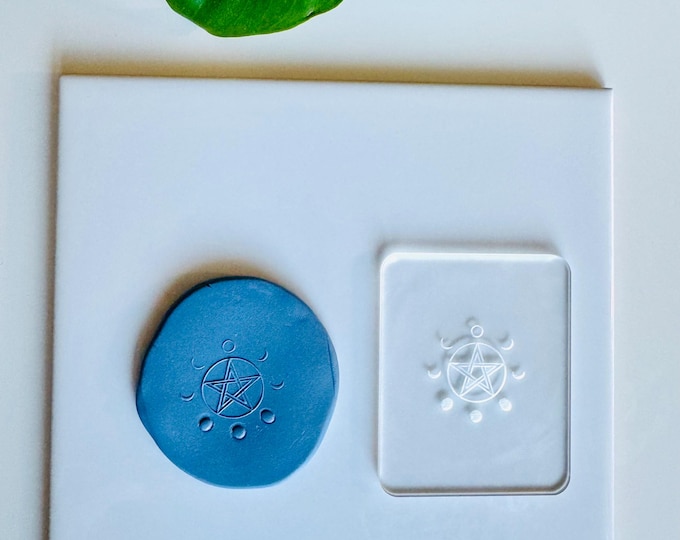Star & Moon 2 Embossing Stamp For Polymer Clay | Flower Stamp | Clay Cutter | Jewelry | Texture Mat | Flower Design | Acrylic Stamp |