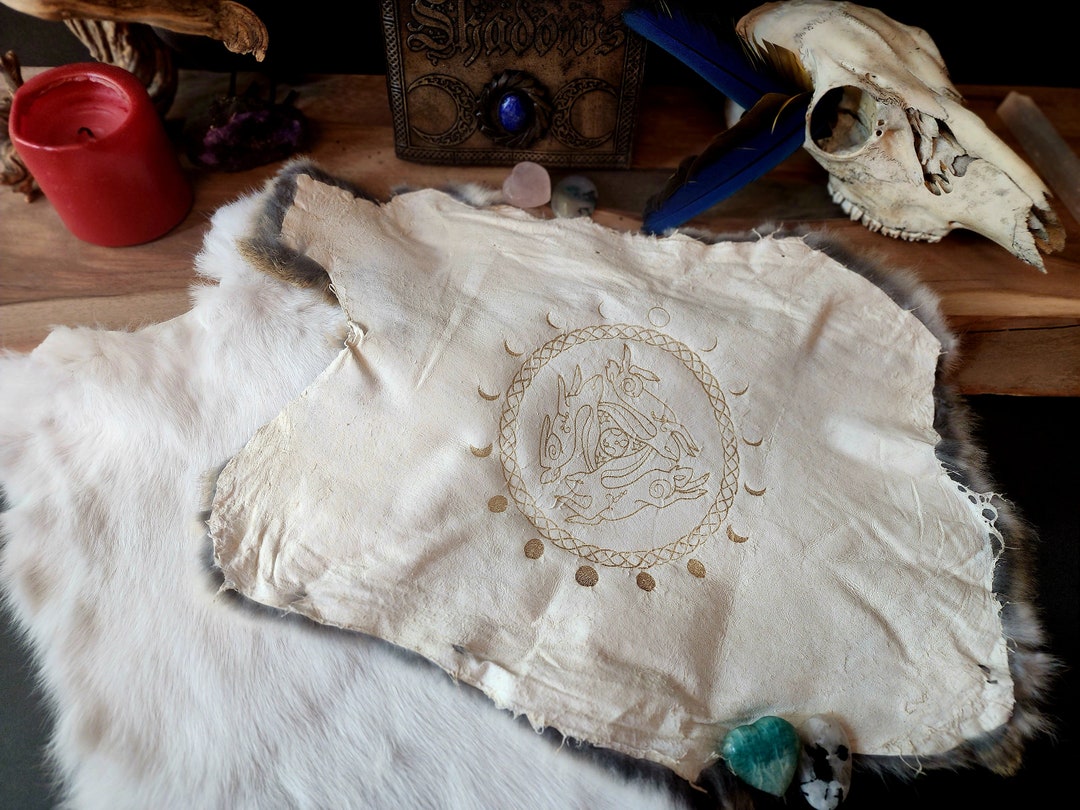 Celtic Triple Hare Rabbit Hide Altar Cloth – Pagan Ritual Centerpiece ...