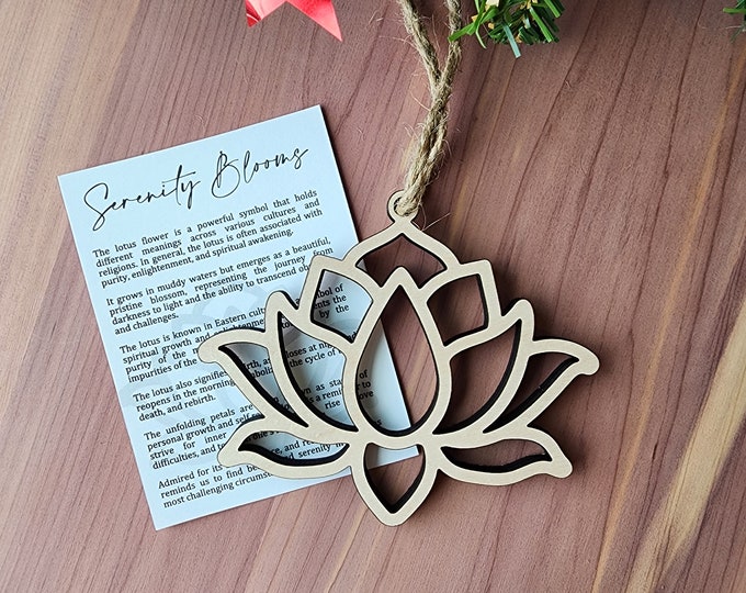 Blooming Lotus Flower Ornament | Self Empowerment Gift | Maple Wood | Non Religious | Decor | Hygge | Christmas Tree | White Elephant Gift