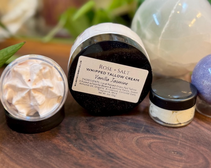 Jasmine Vanilla Whipped Tallow Cream | Body Butter | Traditional Natural Skincare