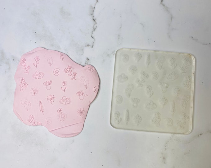 Flower Field Print Stamp for Polymer Clay | Texture Mat