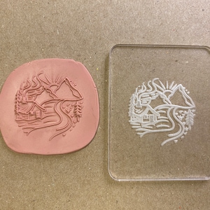 Camping in the Wood - Option 1 - Embossing Stamp For Polymer Clay | Flower Stamp | Clay Cutter | Texture Mat | Flower Design | Acrylic Stamp