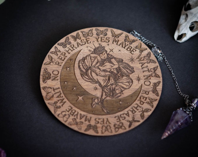 Fairy On Flowers Design Spirit Pendulum Board Divination Tarot Crystal Altar Decor