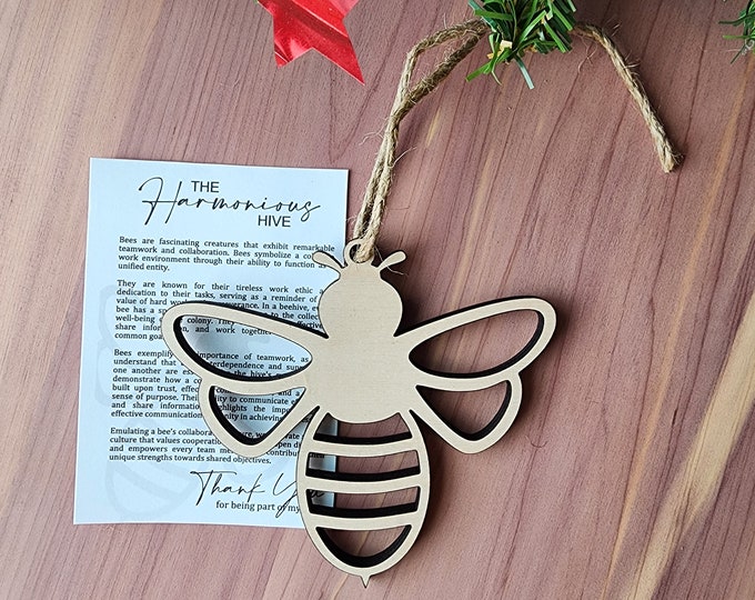Bee Hive Ornament | Employee Coworker Bridesmaid Gift | Maple Wood | Non Religious | Decor | Hygge | Christmas Tree | White Elephant Gift