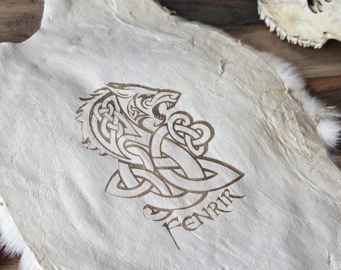 Fenrir Design Genuine Rabbit Fur Altar Cloth – Norse Pagan Ritual Mat - 12-14"