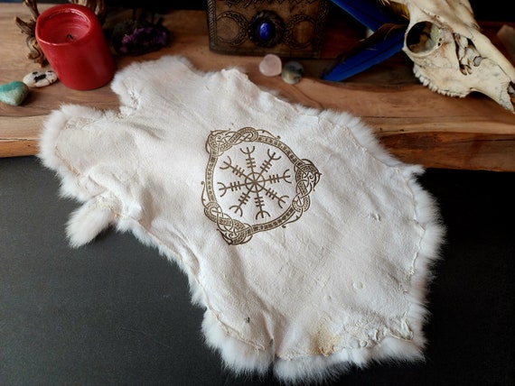 Helm of Awe Rabbit Fur Altar Cloth – Norse Pagan Ritual Mat