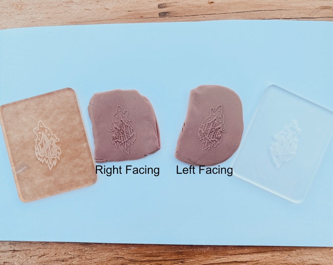 Wolf Howling Embossing Stamp | Polymer Clay Texture Mat