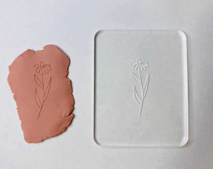 Flower 7 Embossing Stamp For Polymer Clay | Flower Stamp | Clay Cutter | Jewelry | Texture Mat | Flower Designs | Acrylic Stamps | Bake Clay